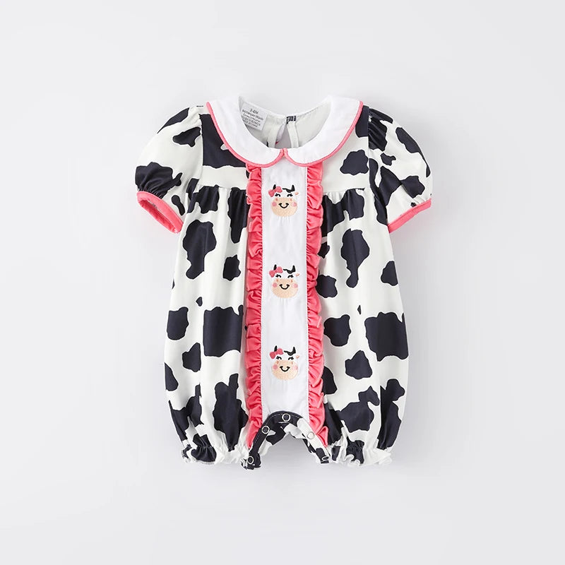 Cow Embroidered Romper