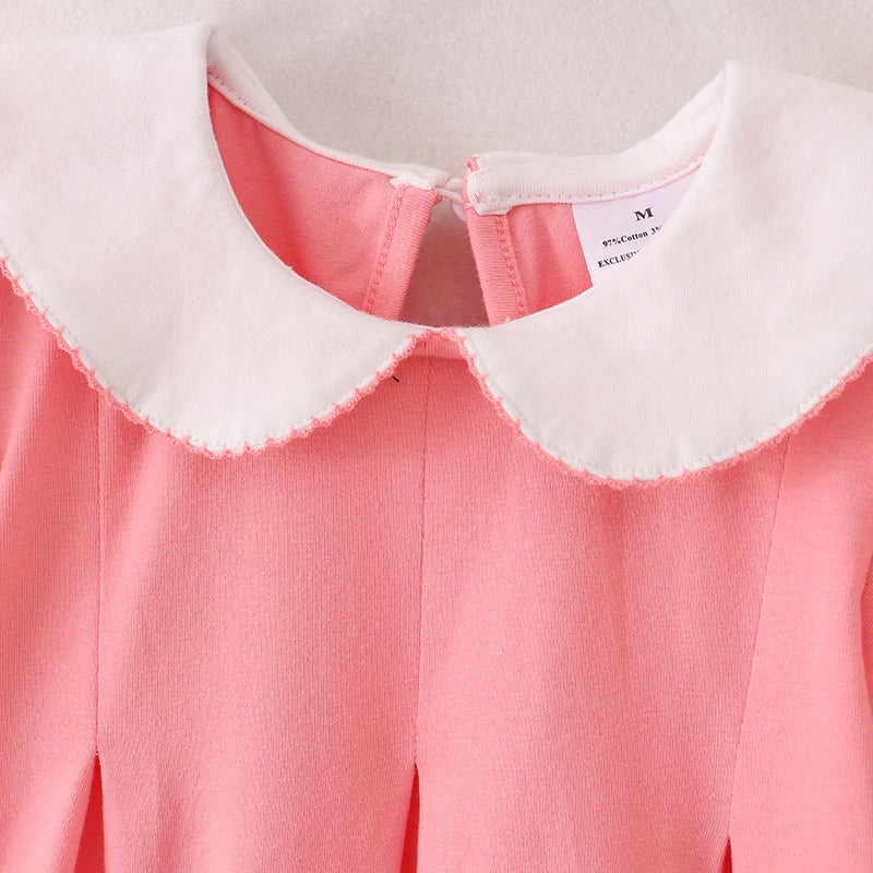 Back To School Coral Crayon Embroidery Cotton Dress