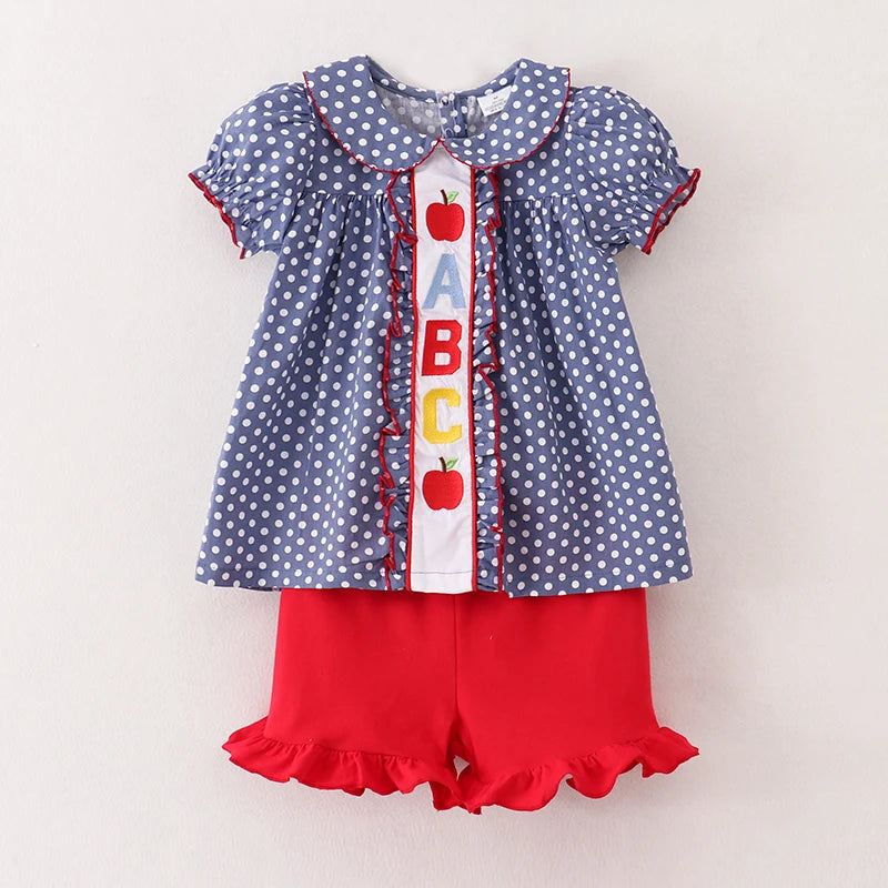 Back To School Cotton Embroidery Short Set