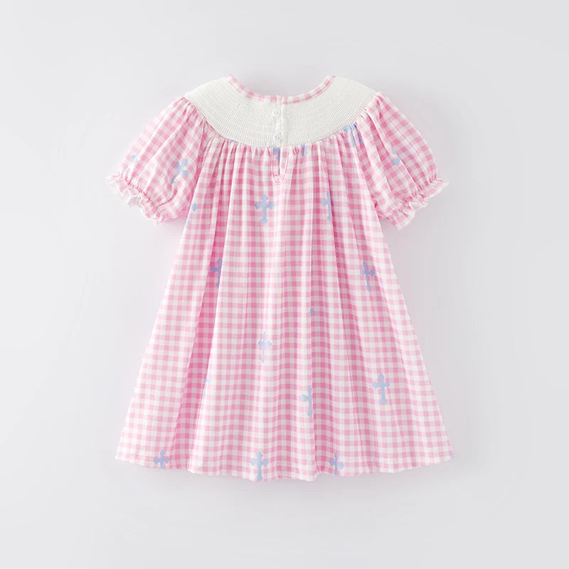 Pink Gingham Jesus Loves Me Dress