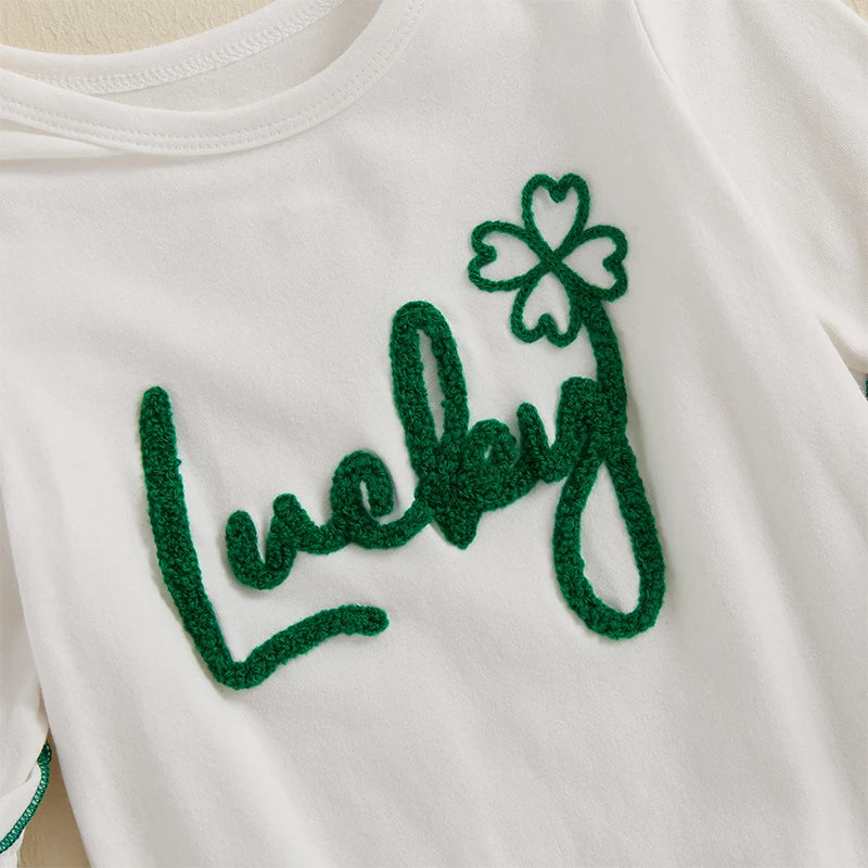 St Patricks Day Lucky Charm Ruffle Romper