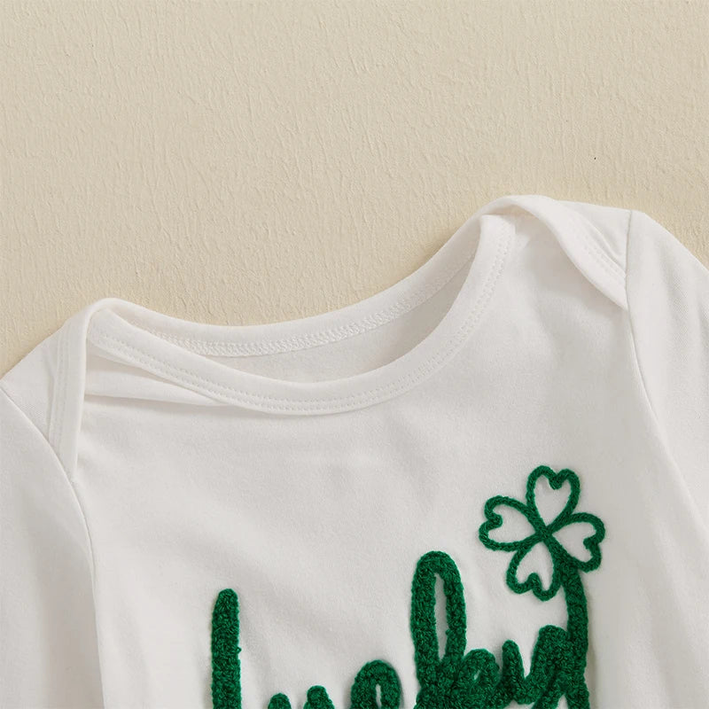 St Patricks Day Lucky Charm Ruffle Romper