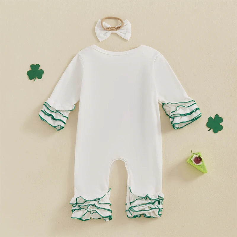 St Patricks Day Lucky Charm Ruffle Romper