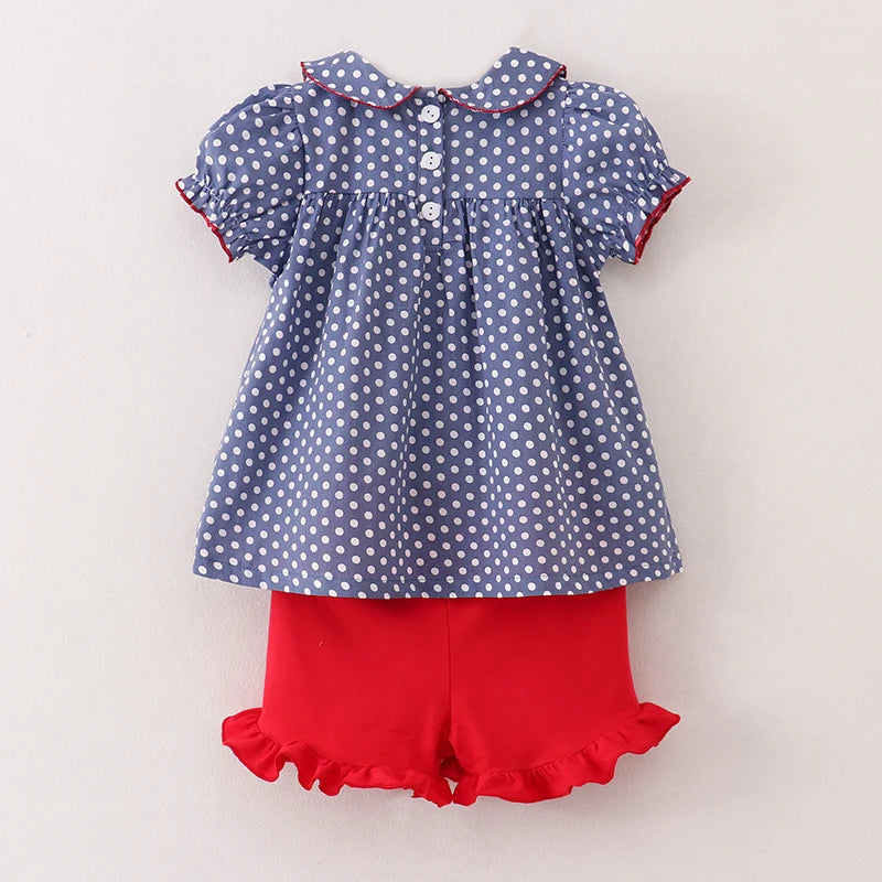 Back To School Cotton Embroidery Short Set
