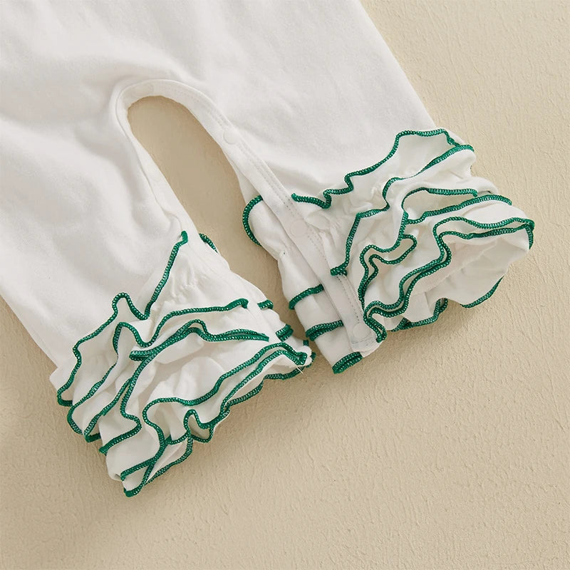 St Patricks Day Lucky Charm Ruffle Romper