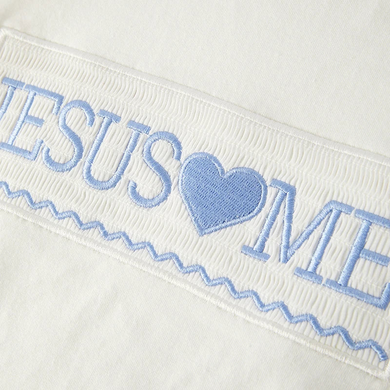 Jesus Loves Me Boys Blue Gingham Short Set