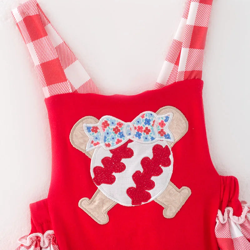 Take Me Out To The Ball Game Ruffled Romper