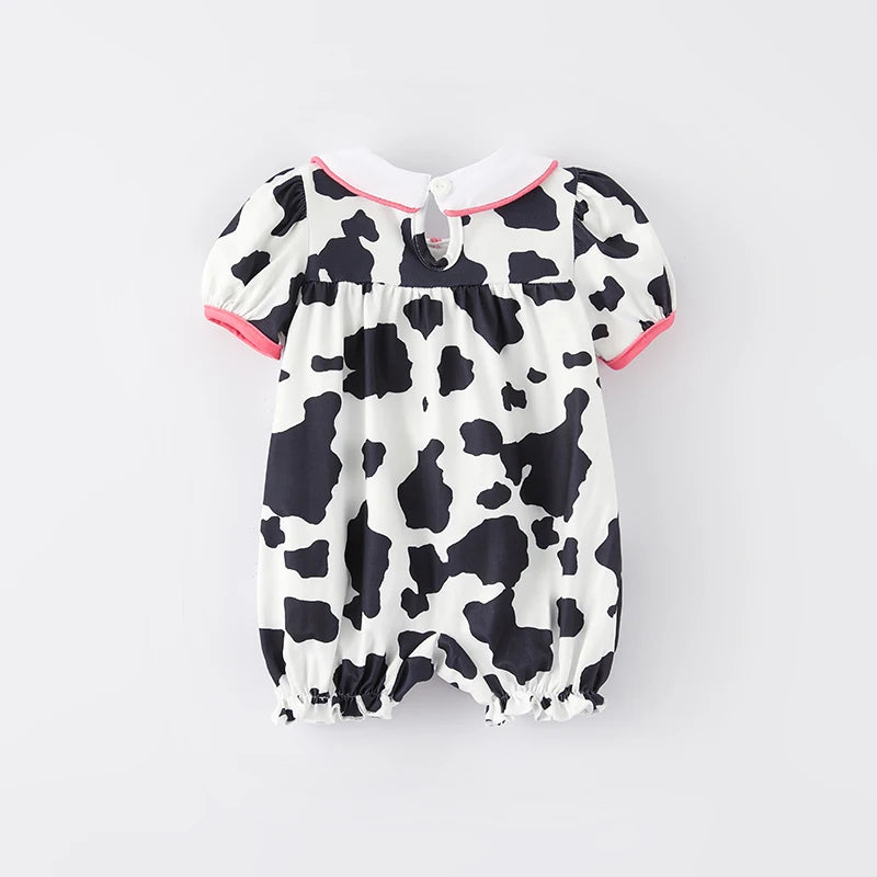 Cow Embroidered Romper