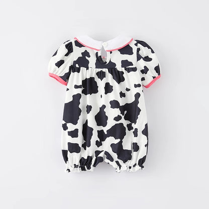 Cow Embroidered Romper