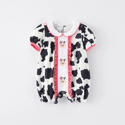 Cow Embroidered Romper