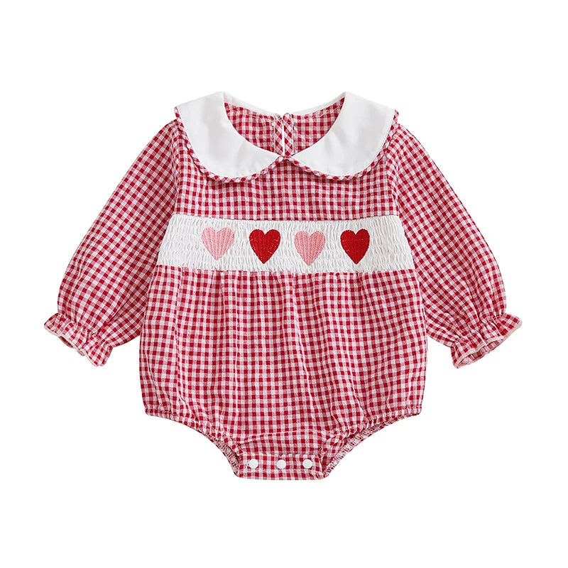 Love Heart Smocked Bubble Romper