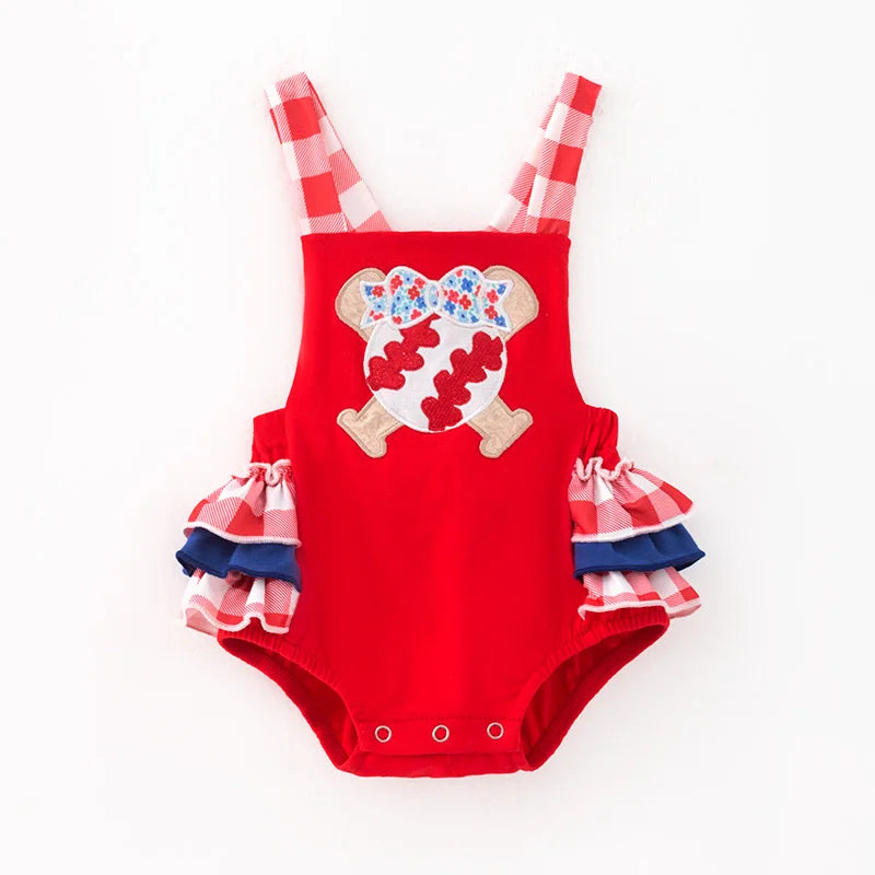 Take Me Out To The Ball Game Ruffled Romper