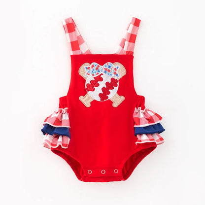 Take Me Out To The Ball Game Ruffled Romper