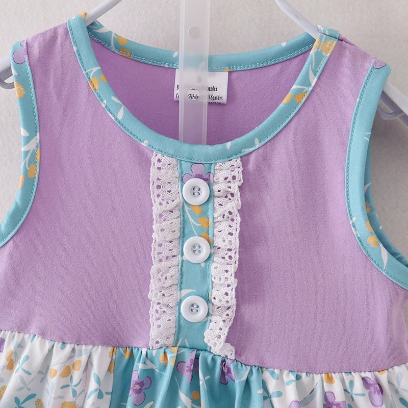 Lavender Floral Ruffles Shorts Set