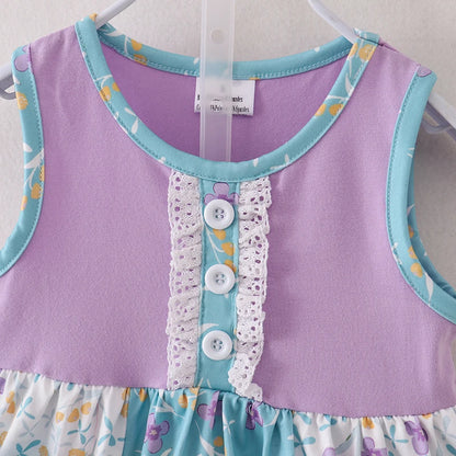 Lavender Floral Ruffles Shorts Set