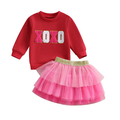 2 Piece Valentine's Day Toddler Outfit Tutu skirt