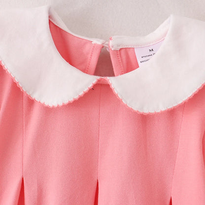 Back To School Coral Crayon Embroidery Cotton Dress