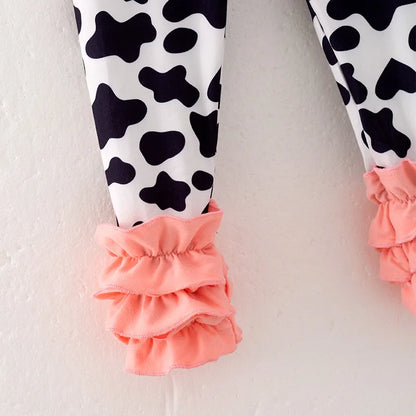 Cow Print Outfit with Ruffled Pants