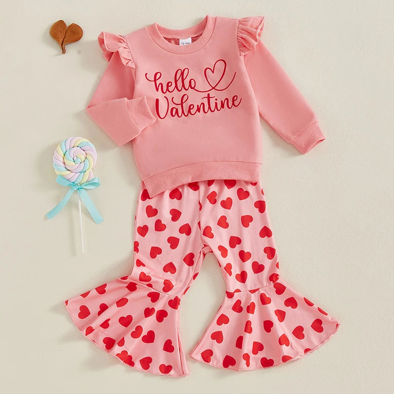 Hello Valentine Sweatshirt & Bell bottoms