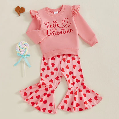 Hello Valentine Sweatshirt & Bell bottoms