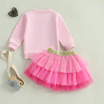 2 Piece Valentine's Day Toddler Outfit Tutu skirt