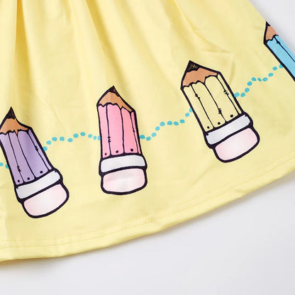Back To School Pencil Dress Blue & Yellow