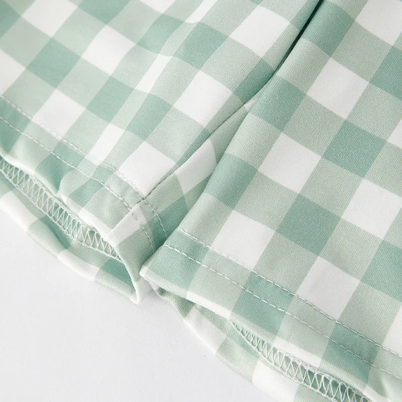 Green Gingham Boys Carrot Short Set