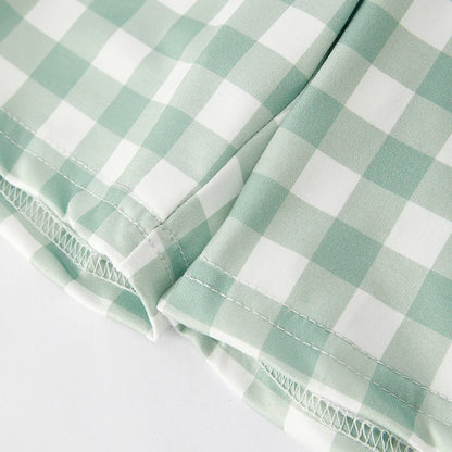 Green Gingham Boys Carrot Short Set