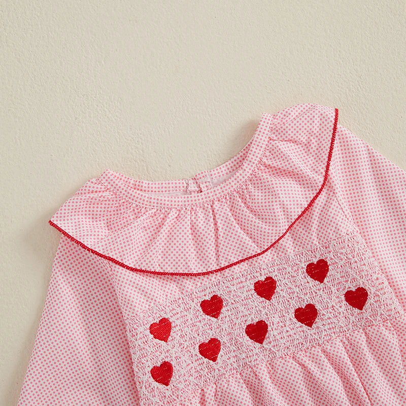 My First Valentines Day Outfit Heart Smocked Bubble Romper