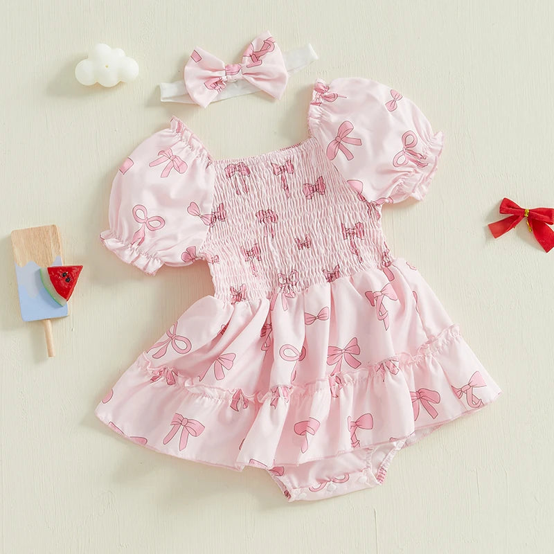 Light Pink Bow Bubble Romper