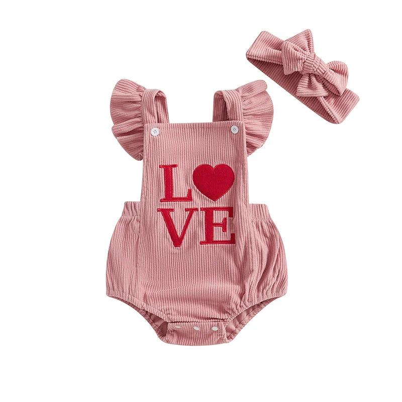 Baby Girl Love Heart Bubble Romper