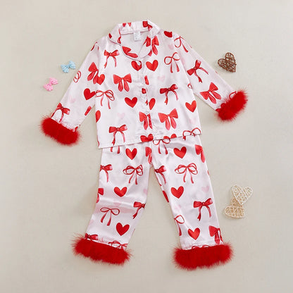 Valentines Day Satin Silk Pajamas toddler