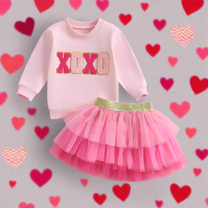 2 Piece Valentine's Day Toddler Outfit Tutu skirt