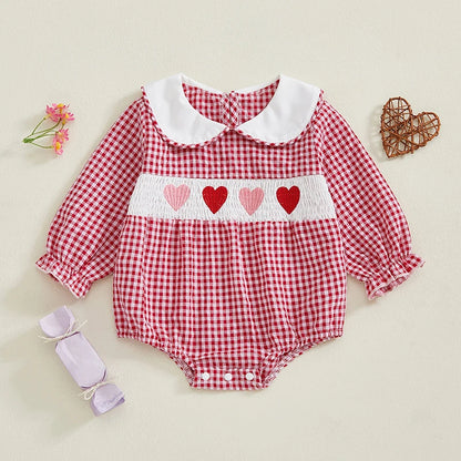 Love Heart Smocked Bubble Romper