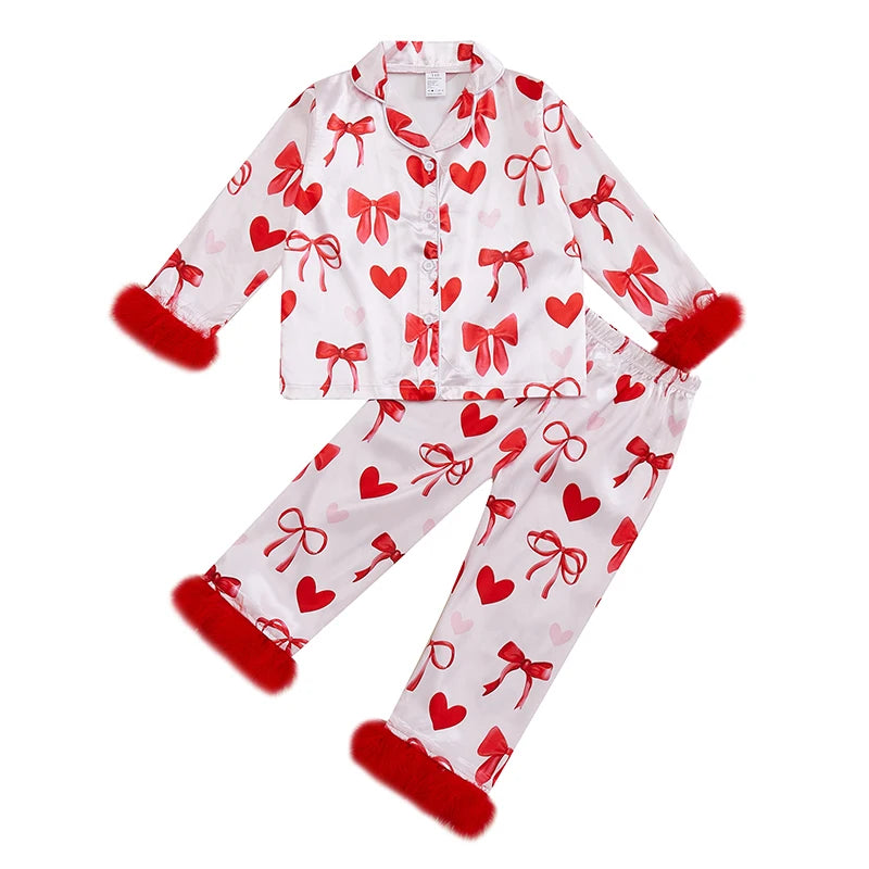 Valentines Day Satin Silk Pajamas toddler