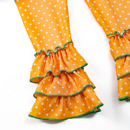 Mustard Polka Dots Blue Floral Pants Set