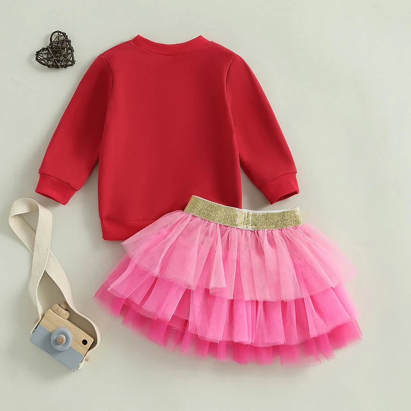 2 Piece Valentine's Day Toddler Outfit Tutu skirt