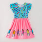 Back To School Pencil Print Short Sleeve Dress