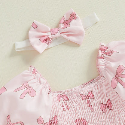 Light Pink Bow Bubble Romper