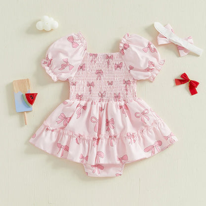 Light Pink Bow Bubble Romper