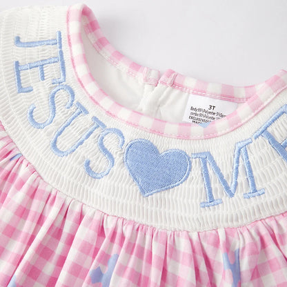 Pink Gingham Jesus Loves Me Dress