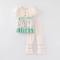 Floral Print Ruffled O-Neck Outfit Set