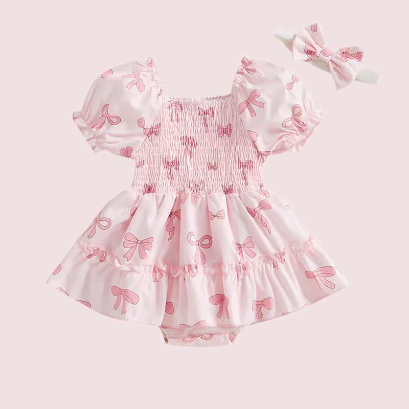 Light Pink Bow Bubble Romper