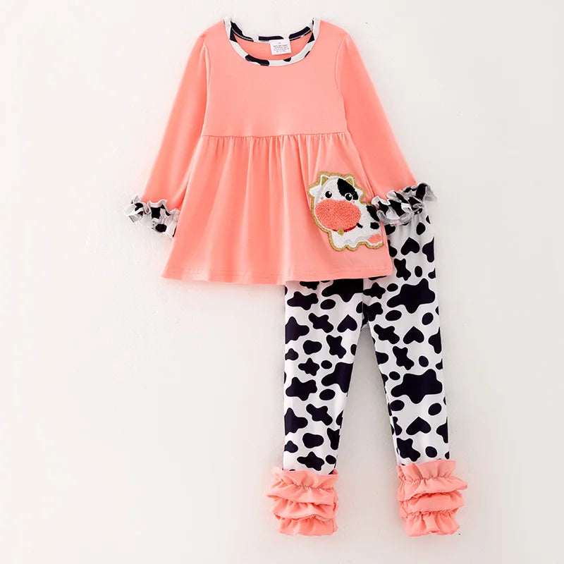 Cow Print Outfit with Ruffled Pants