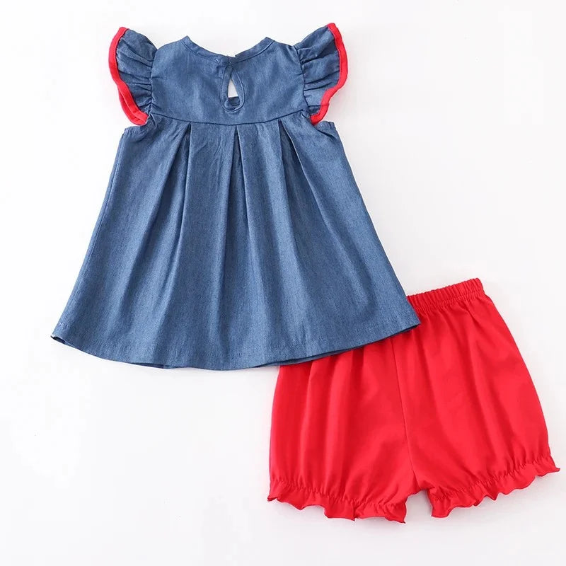 Back To School Apple Shorts set