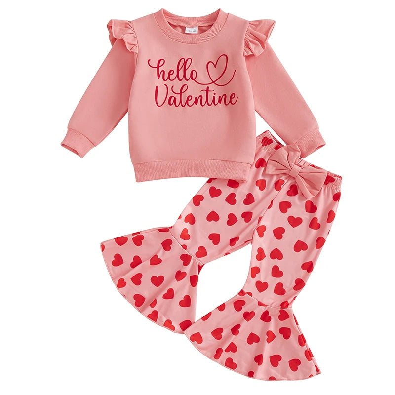 Hello Valentine Sweatshirt & Bell bottoms