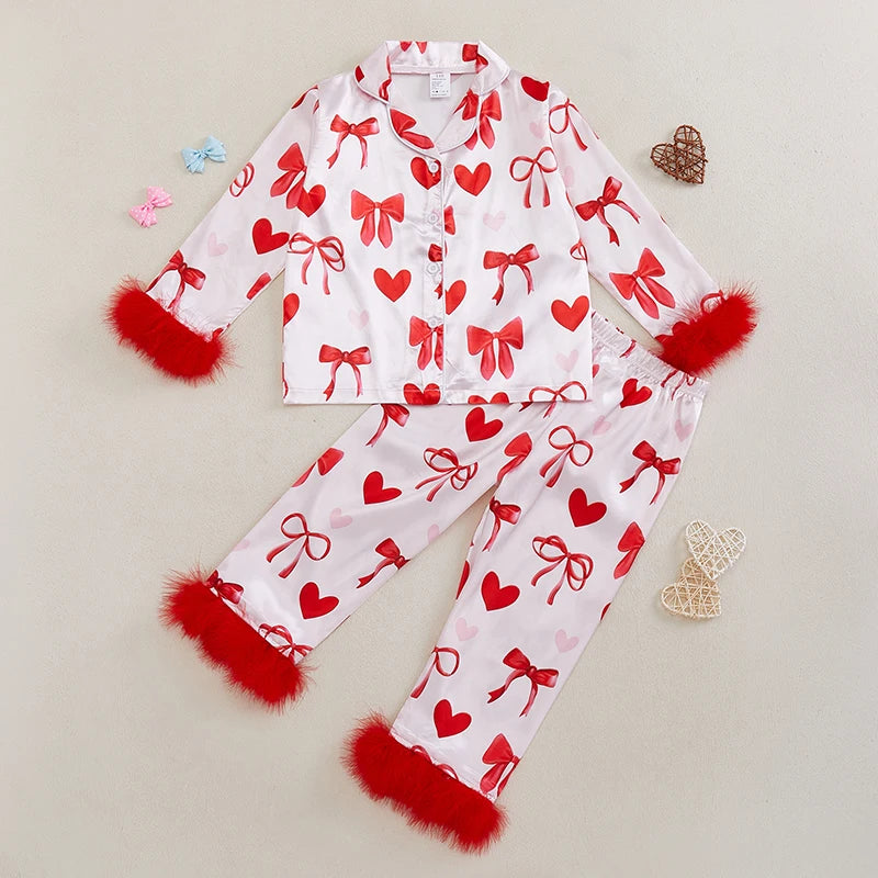 Valentines Day Satin Silk Pajamas toddler