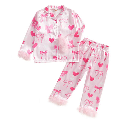 Valentines Day Satin Silk Pajamas toddler