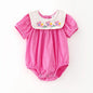 Pink Gingham Baby Romper with Pink Bunnies
