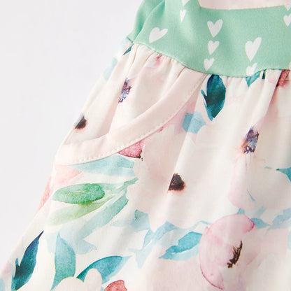 Floral Print Ruffled O-Neck Outfit Set